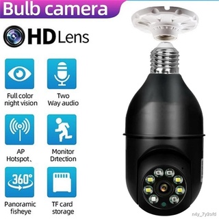 monitor IP Camera Bulb Camera 1080P HD Wireless Panoramic Home Security WiFi CCTV Fisheye Lamp IP C