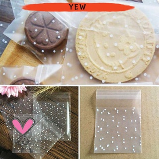 YEW 100 PCS Gift Self Adhesive Hot White Dots Plastic Packaging Bag Cookie New Candy Baking Seal OPP