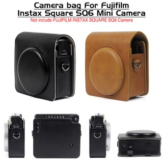 SQUARE camera bag retro PU leather backpack camera carrying protective bag for FUJIFILM Instax SQ6