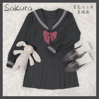 Japanese-StyleJKUniform Orthodox Black and White Three Basic Bad Girl's Dress Genuine Sailor Suit Class Uniform School Uniform