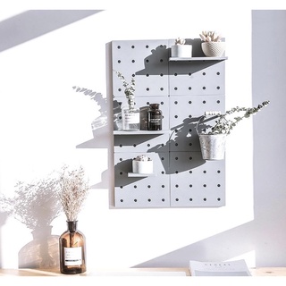 JS DIY Nordic Minimalist Wall-Mounted Pegboard Shelf Storage Organizer Home Decor Display (1 Set)