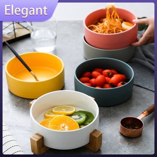 【Ready Stock】Nordic creative tableware bowl of instant noodles bowl of fruit salad dessert dried fruit bowl snack bowl ceramic tableware ceramic bowl with a wooden frame