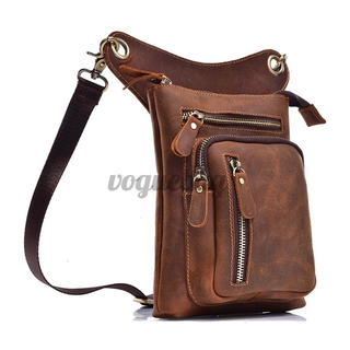 Multi-functional Vintage Genuine Leather 8 Inch Phone Bag Waist Bag Leg Bag Crossbody Bag For Men