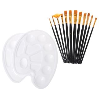 love*12pcs/set Professional Paint Brush Nylon Hair Artist Brush With Mixing Palette Set
