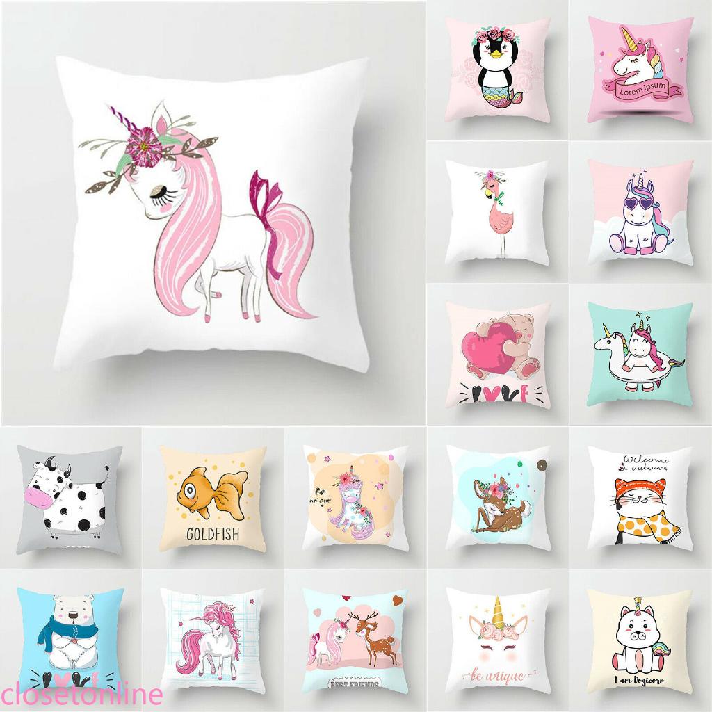 CL✿✿ Cartoon Animal Pillow Cover Square Home Waist Cute