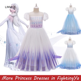 Snow Queen Frozen 2 Cosplay Elsa Anna Girls Dress Casual Mesh Princess Dress Party Performance Costume Kids Dresses 2193 (1)