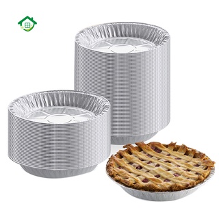 COD-50Pcs Disposable Round Aluminum Foil BBQ Food Tray Container Non-stick Baking Pan