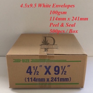 [Shop Malaysia] 4.5X9.5 White Envelope 100gsm 500 's (Peel & Seal) / Small Letter Cover PRbW