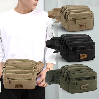 Shoulder Bag Sports Phone Bag Crossbody Bag Large Capacity Canvas Belt Bag Waist Bag Multi-pocket Chest Bag for Men
