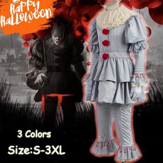 Halloween Pennywise Costume It Clown Adult Halloween Party Cosplay Costume Scary Joker Suit