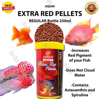 Aquav 100ml EXTRA RED PELLETS (Small Red Bottle) Increase Red Pigment of Fish Goldfish Food Fish Foo