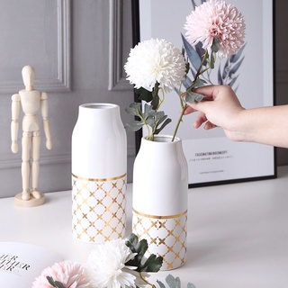 VIĆI Elegant Pearl Gold Marble Classy Porcelain Ceramic Vase Flower Pot Home Decoration