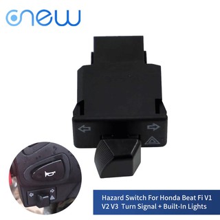 Onew Motorcycle Hazard Switch For Honda Beat Fi V1 V2 V3 Turn Signal + Built- In Lights