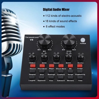 gameGamingmobile☏✲Sound Card V8 Audio Adapters Bluetooth USB Mic Live Song Karaoke Mixer
