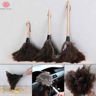 Feather Fur Brush Duster Dust Cleaning Tool Wooden Handle Anti-static Soft For Home