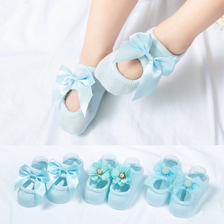 3 Pairs Baby Girl Socks Lace Flower Newborn Baby Socks for Girls Cotton Anti-Slip Kids Floor Socks Bow Spring Girls Gift Sokken