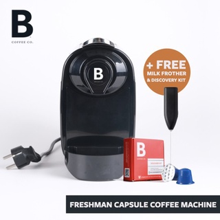 B Coffee Co. Freshman Capsule Coffee Machine with FREE Capsules Discovery Kit + FREE Milk Frother (1)