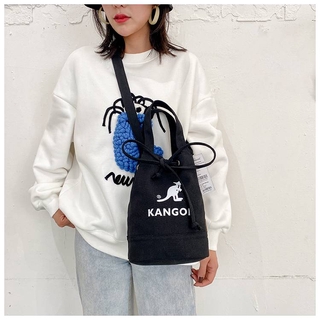 Kangol Drawstring Bag Korean Canvas Handbag Single Shoulder Tote Bag Kangaroo Cylinder Bag (4)