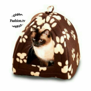 COLLARS◆﹍∋Soft Fleece Pet Hut cat litter Dog kennel Cute Puppy Rabbit Bed Paws Print Soft