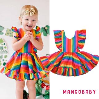 Mg-baby Girl Rainbow Dress Sleeveless Princess Dress Tutu Dresses