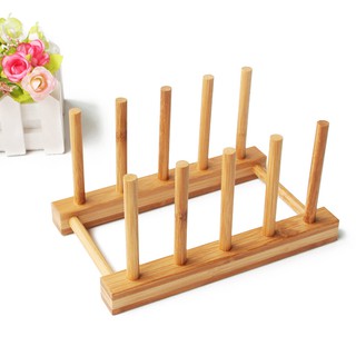Dish Rack Pots Wooden Plate Stand Wood Kitchen Cup Display Drainer Holder NEW (1)