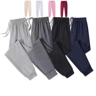 Unisex Plain Cotton Jogger Pants Makapal Tela with zippers