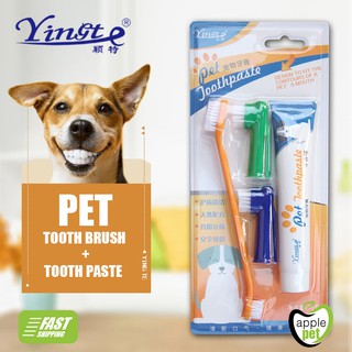 Pet toothpaste dog toothpaste toothbrush set dog oral cleaning supplies four-piece cat and dog set h