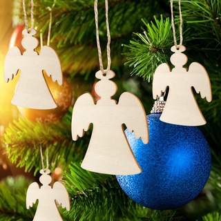 10 Pcs Angel Shape Wooden Ornaments Christmas Hanging Embellishments Crafts DIY Christmas Hanging Decoration