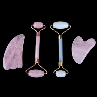 [haostontr] Natural pink rose quartz crystal stone gua sha roller face neck beauty massager [haostontr]
