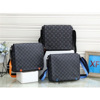 Liji Men Travel Leisure Simple Business Canvas Briefcase Shoulder Cross Body Casual Messenger Bag