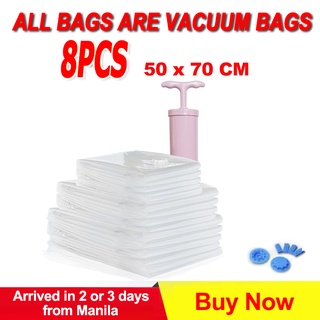 【Free Pump】8PCS Vacuum Bag Reusable Storage Bag Hand Pump 70X50cm Vacuum Bags Compression Bag Vacuum