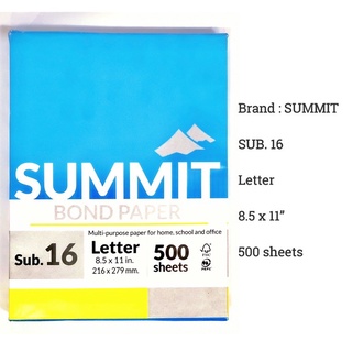 №◄◑Summit Bond Paper sub 16 short / Long 500 sheets