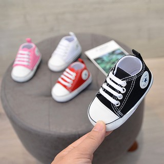 Baby Boys Girls Soft Sole Crib Laces Canvas Non-Slip shoes