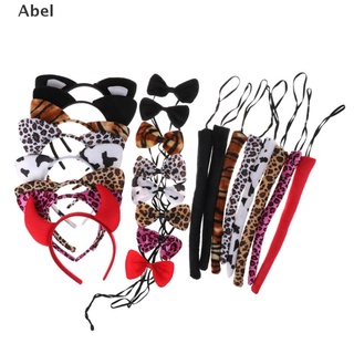 {Abel} Funny Black Cat Ears Headband Bow Tie Tail Set Halloween Party Costume Props