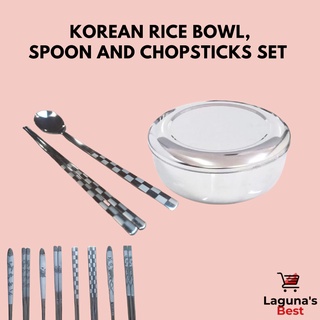 Korean Stainless Steel Chopsticks & Spoon Set, Rice Bowl with Lid