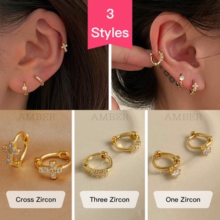 14K Gold Plated Mini Zircon Hoop Earrings Cubic Zirconia Small Piercing Earings For Women