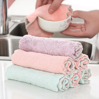 1Pc Super Absorbent Microfiber Dish Cloth Kitchen Cleaning Cloths Household Washing Wiping Rags Scouring Pad