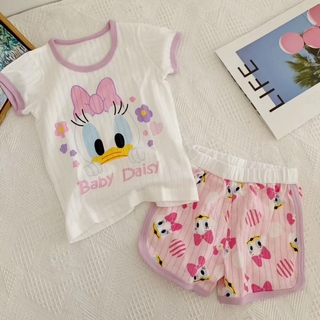 LOK02861 Baby Breathable Cotton Pajama Sleepwear Short-sleeved Tops + Shorts 2PCS/Set Terno For Kids Girls Boys 0-7 Years (7)