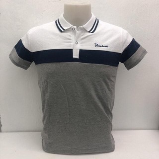 Men polo Shirt Stretch Breathable cotton Tricolor Stitching design (S- plus size