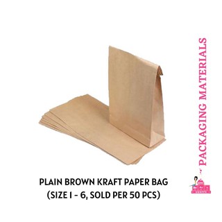 (SIZE 1-6) PLAIN BROWN / KRAFT PAPER BAG (SOLD PER 50 PCS PER SIZE)
