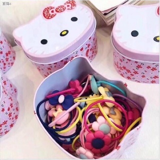 ☢▬◘20pcs Kitty Pony Tail with Can Kids Hair Accessories Hair Ties Assorted Kitty Pony Tails Set