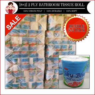 [Promo 8+2] 2PLY Virgin Pulp Toilet Paper Bathroom Washroom Tissue Roll Individually Packed 1 Roll T