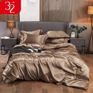 4IN1 Simple Nordic Style Ice Silk Silky Bedding Set/Quilt Cover/ Pillow Case/Bed Sheet/ King/ Queen