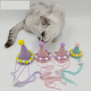 [Fashion Trend Decoration]Lovely Pet Little Dog Cat Hat Headdress Birthday Hat Knitting Headdress L