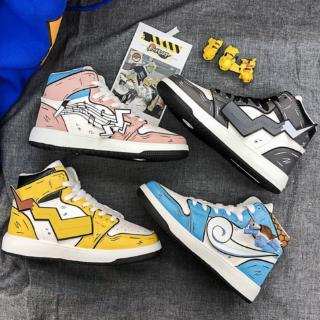 Women Casual Sports Shoes Anime Pokemon Pikachu Squirtle Skateboard Shoes Ruinning High-Top Sneakers