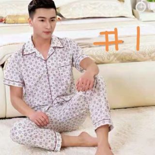 men's cotton short sleeved &pants suit home service pajamas (1)