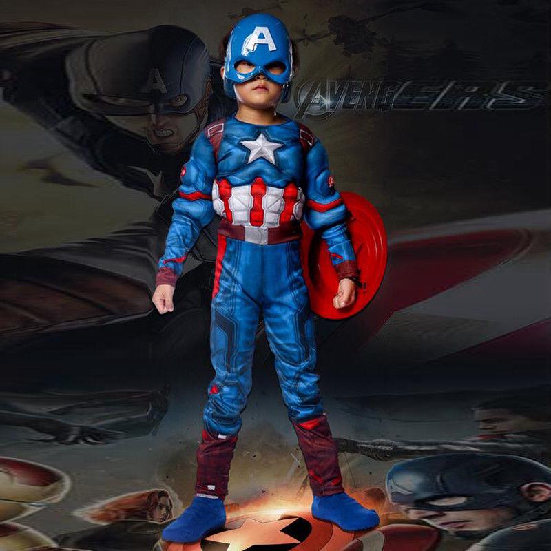 Kids Captain America Avengers Cosplay Super Hero Boys (2)