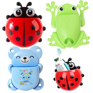 Momoland 1 Piece Kids Wall Suction Cup Mount Toothbrush Holder Pencil and Pen Container Box Organize