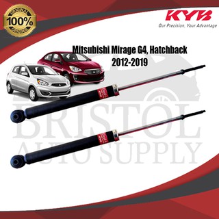 KYB KAYABA Gas Shock Absorber Set Rear for Mitsubishi Mirage Hatchback , G4 2012-2019 (KYB-348083)