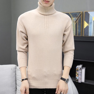YASUGUOJI New 2021 Autumn and Winter Fashion Turtleneck Pullover Mens Sweater Men Slim Fit Sweater Basal Wear Knitted Pullover Mens Sweaters 6-colors